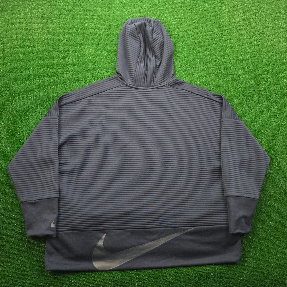 Nike Dri Fit Hoodie Sweatshirt‎ Womens 2XL Navy Blue Pullover Ribbed Training